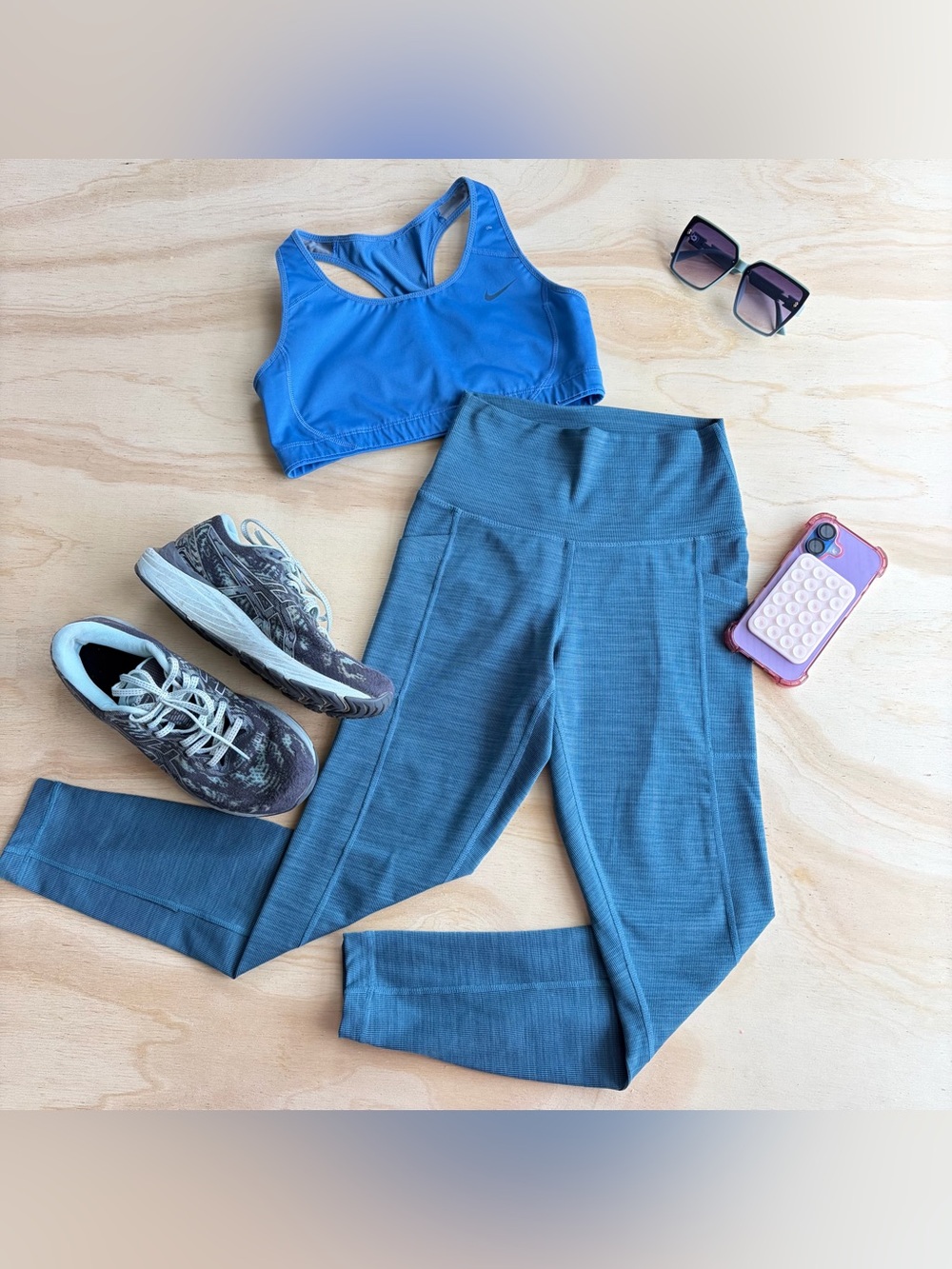 Member's Mark Ribbed Leggings Women Size S Teal Heather High Waisted Pockets